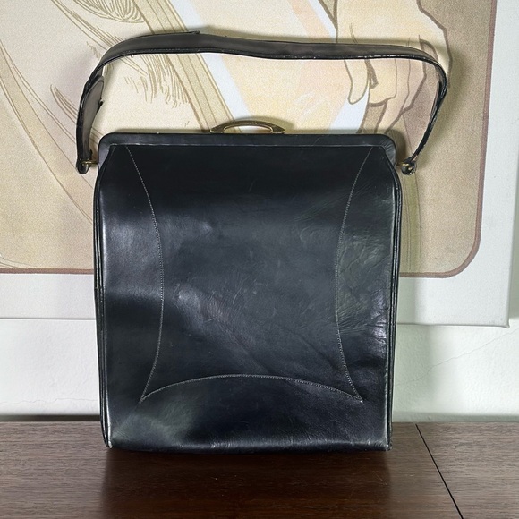 Vintage 1950’s Mid Century Calfskin Leather Made in France Wrist Purse Handbag - Picture 2 of 12